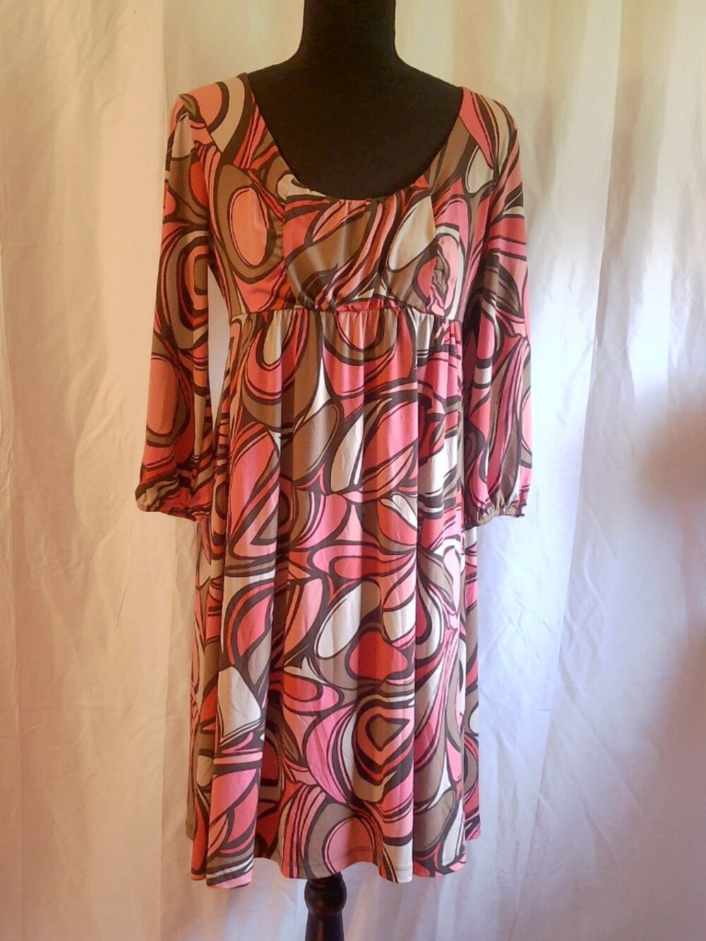Apt. 9 Petite Retro Psychedelic Empire Waist Dress